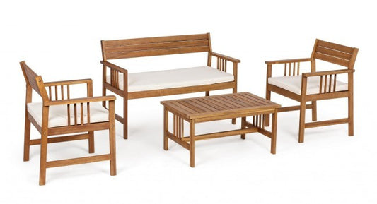 Salon en bois d'acacia Noemi avec coussins
