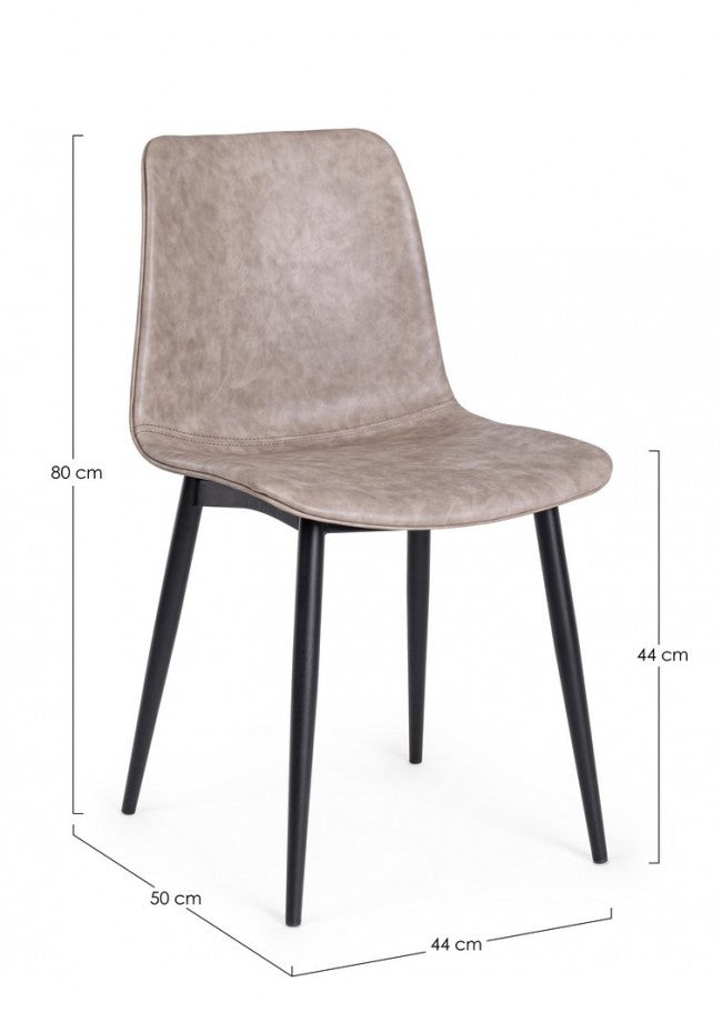 2x Chaise Kyra Noir Pu Beige Vintage