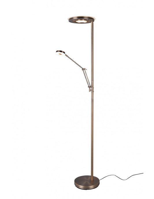 Lampadaire LED moderne avec spot de lecture à intensité variable Barrie Brass Trio Lighting