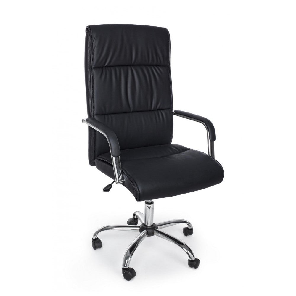 Fauteuil de bureau Queensland avec accoudoirs en éco-cuir noir
