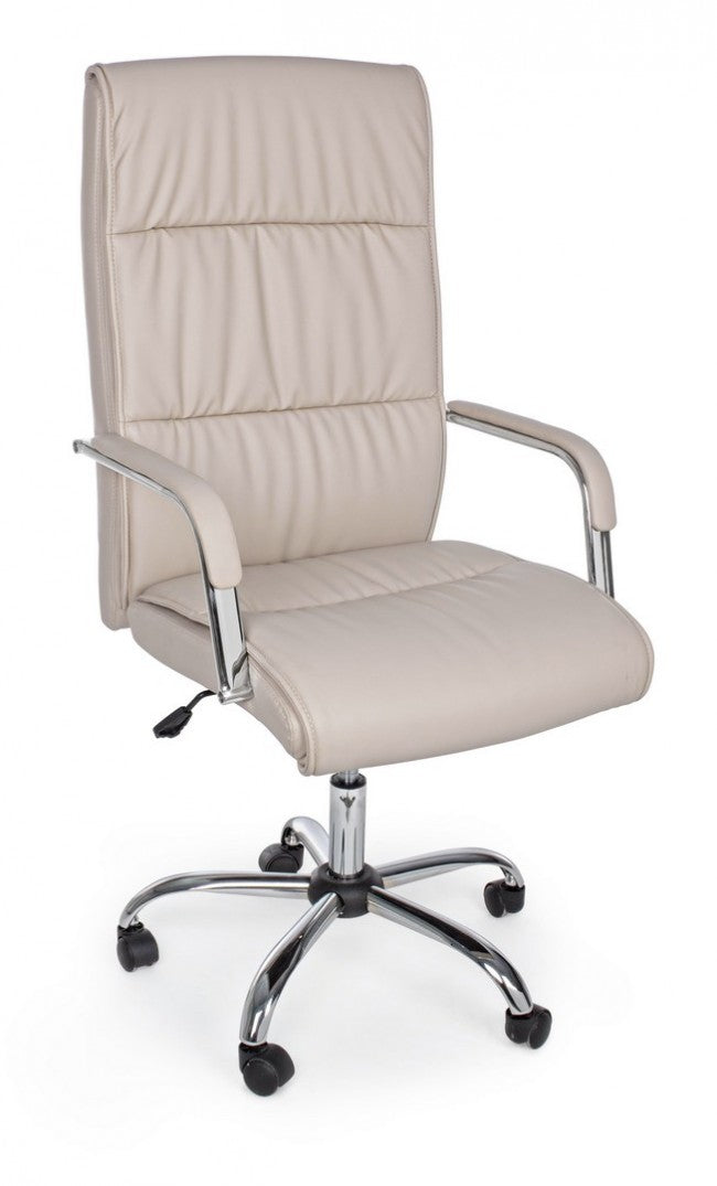 Fauteuil de bureau Queensland avec accoudoirs en éco-cuir gris tourterelle
