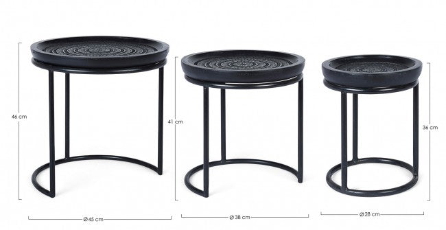 Suite de 3 tables basses design Kirtan noires