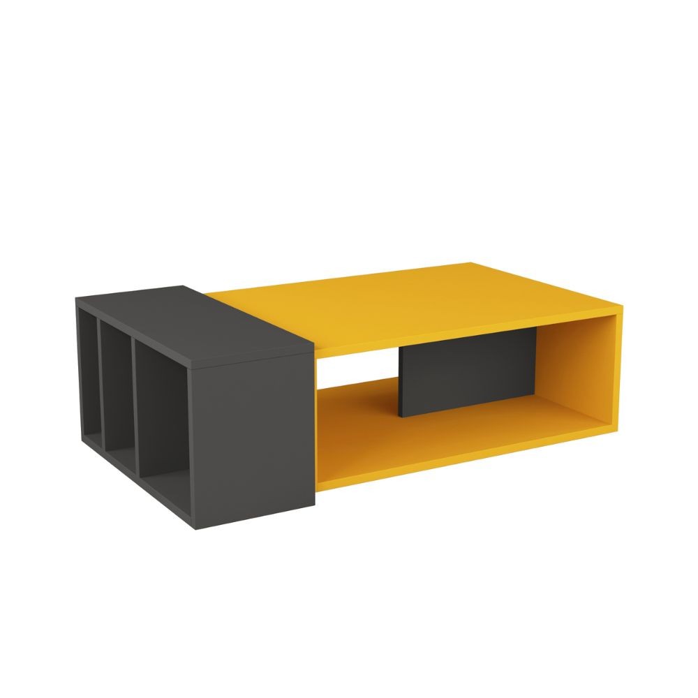 Table basse Anita de couleur moutarde anthracite