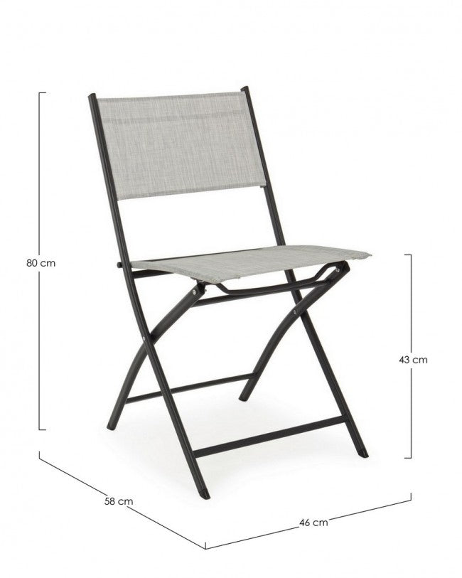 4x Chaise Pliante Martinez Gris Clair -