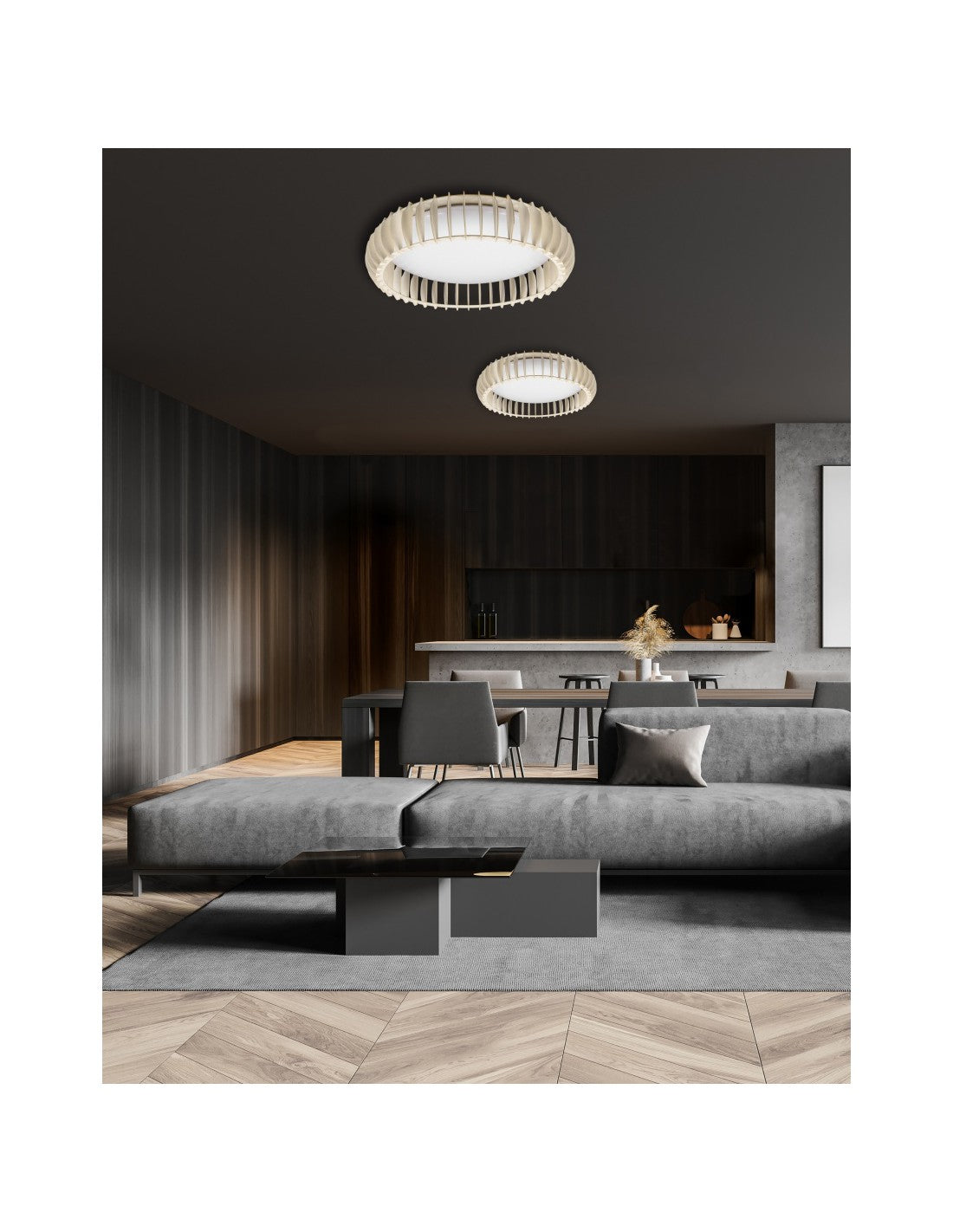 Plafonnier Bois Naturel LED Variateur 38w Monte Trio Lighting