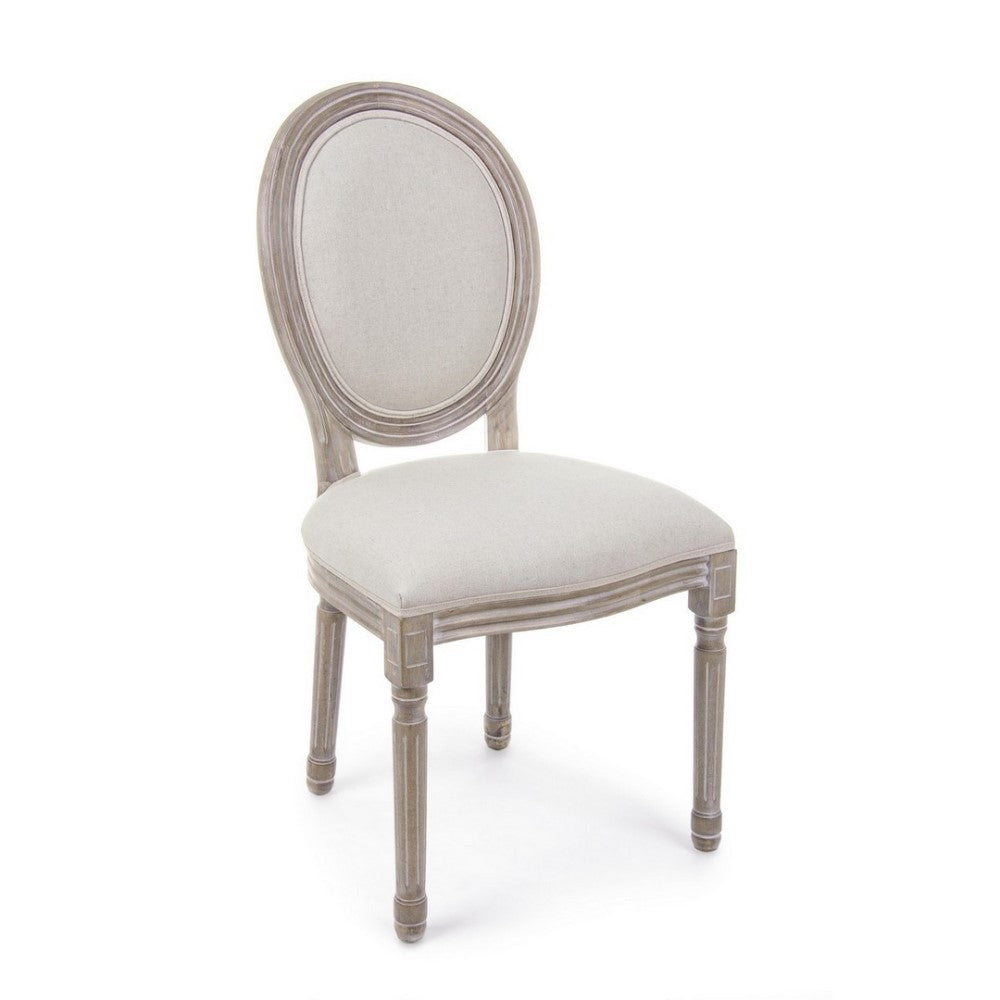 2x Chaise blanche naturelle en tissu rembourré de style classique