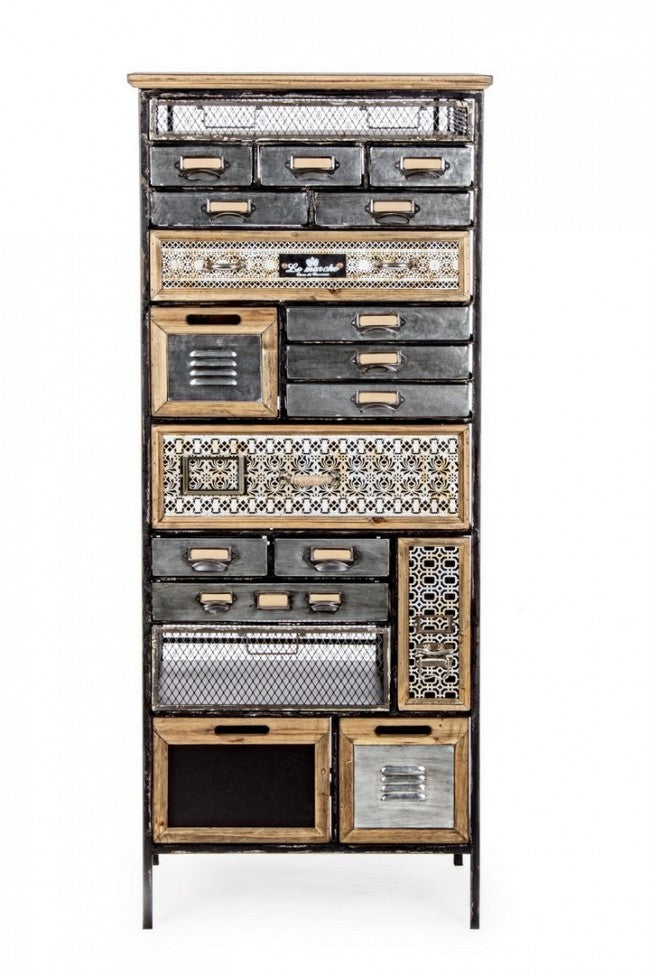 Commode en acier avec dix-neuf tiroirs Anthracite OFFICINA 59x33,5x h146 cm