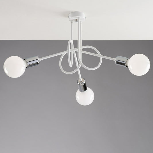 Plafonnier Urban en fer blanc finition chromée, trois lumières 42x h30 cm