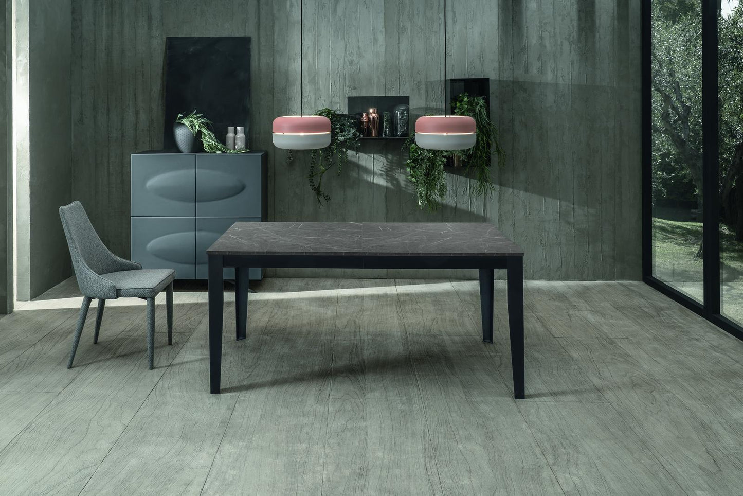 Table extensible noir anthracite 80 cm x 130- 290 cm H. 76 cm