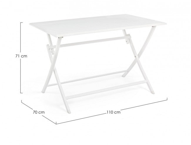 Table d'extérieur ELIN en aluminium blanc 110x70x h71 cm
