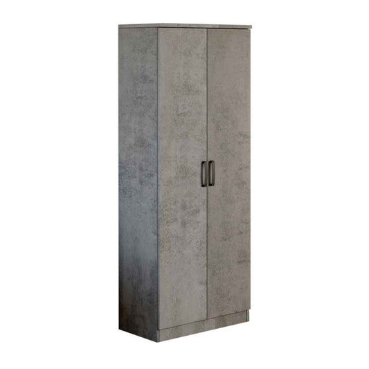 Meuble à chaussures polyvalent gris béton avec deux portes et 6 étagères h.182x71x38 cm