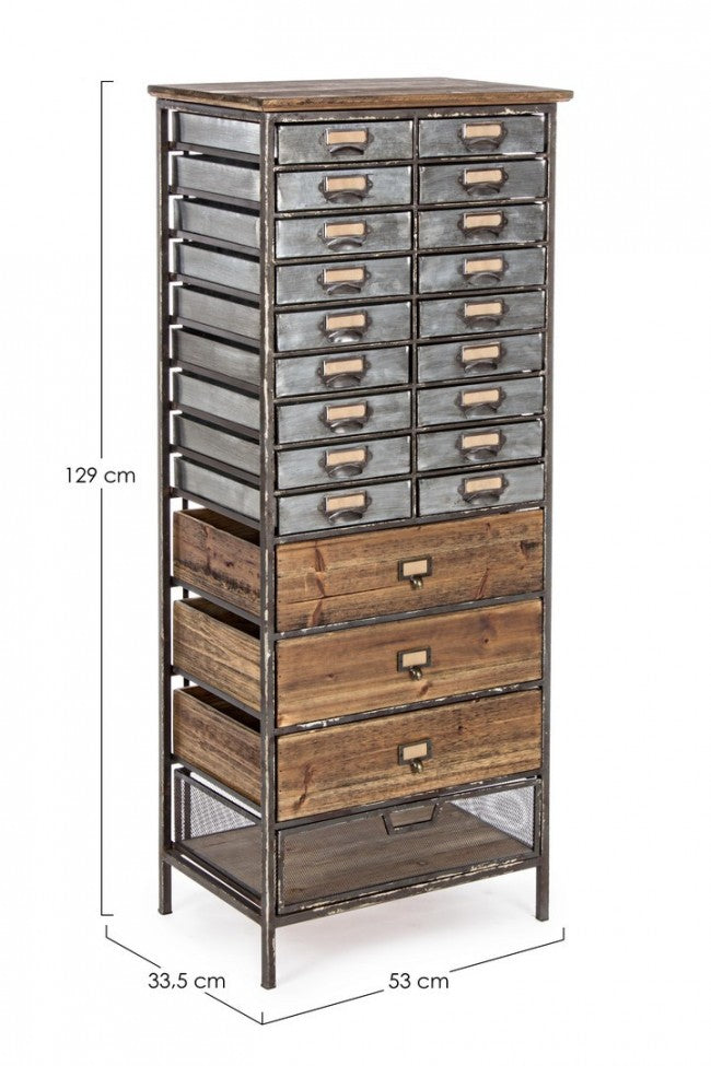 Commode OFFICINA en acier et bois 129,5h cm