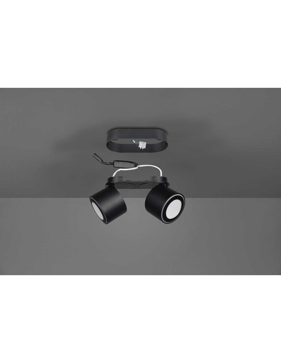 Plafonnier 2 Spots LED Double Émission L18 cm Taurus Noir Trio Lighting