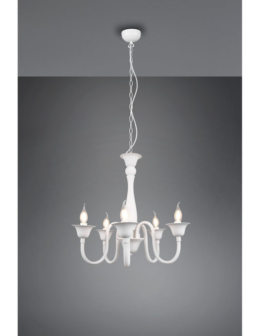 Lustre Blanc 5 Lumières Avec Chaîne Elsa Trio Lighting