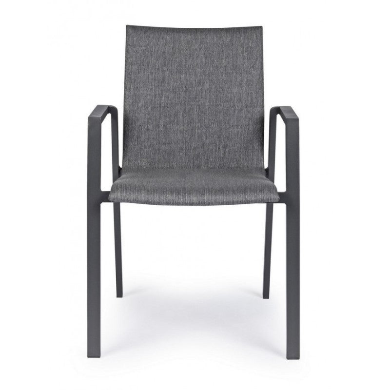 Chaise de jardin anthracite avec accoudoirs Bizzotto