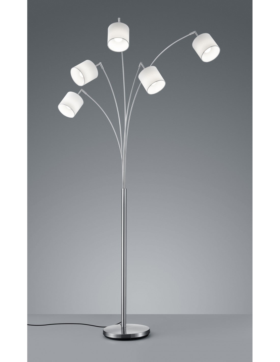 Lampadaire Tommy Nichel 5xE14 Tissu Blanc H200 cm Trio Lighting
