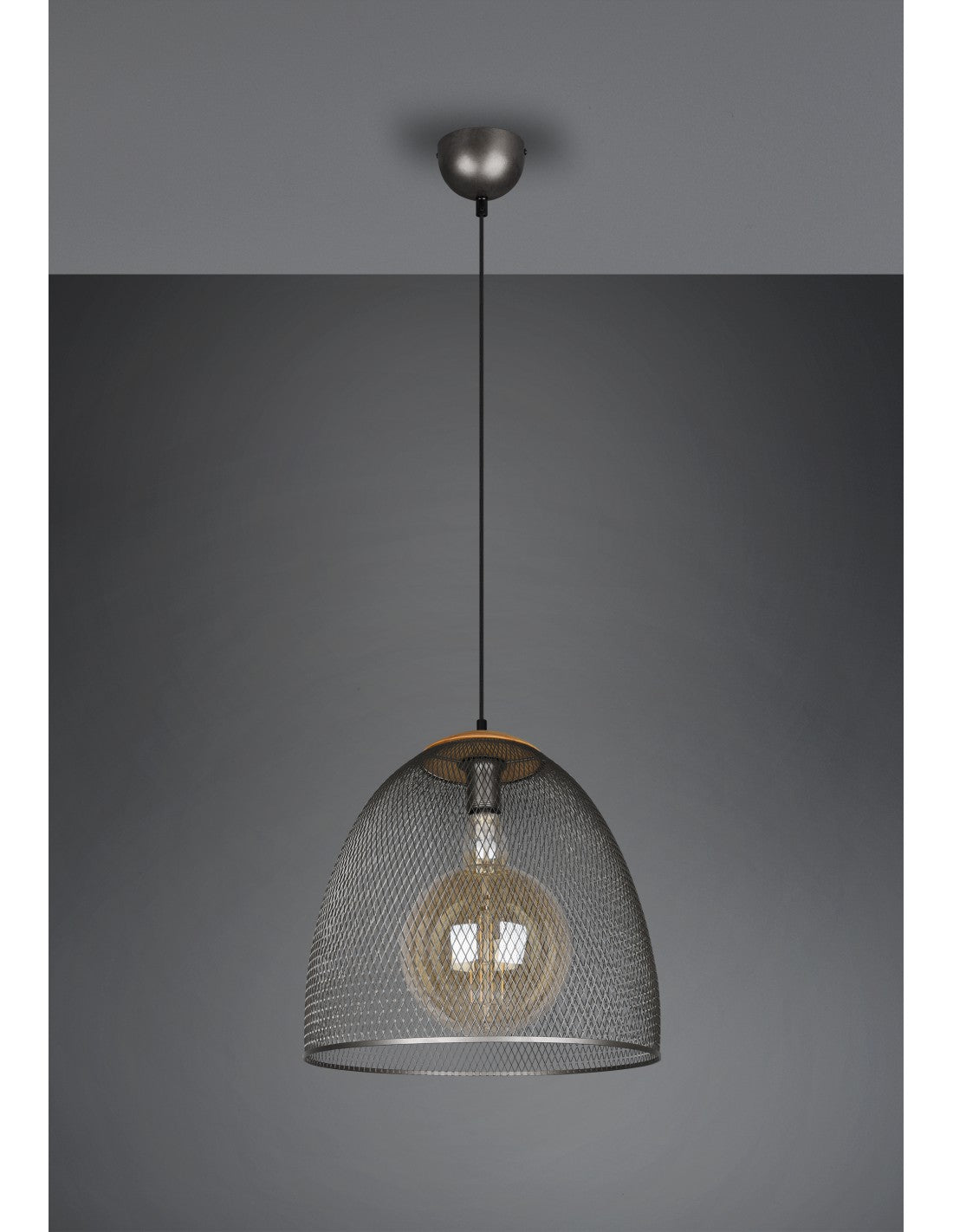 Ivar Suspension Nickel Antique Diffuseur Parabolique Avec Maille Ø40 cm Trio Lighting