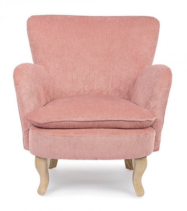 Fauteuil vintage Chenille rembourré en velours rose