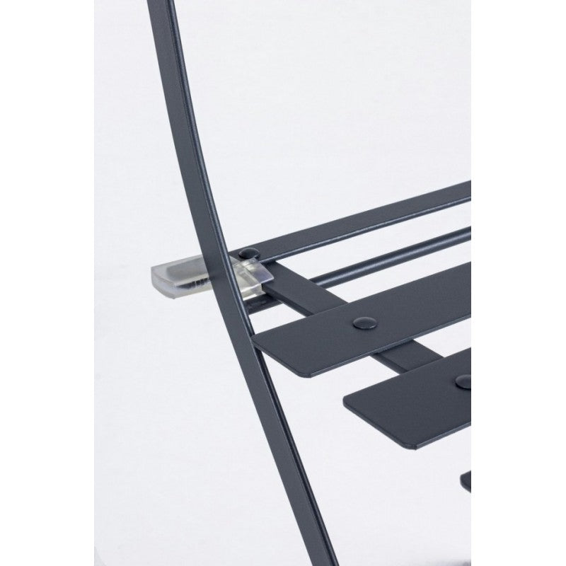 Salon de jardin Bizzotto anthracite table et chaises Bistrot