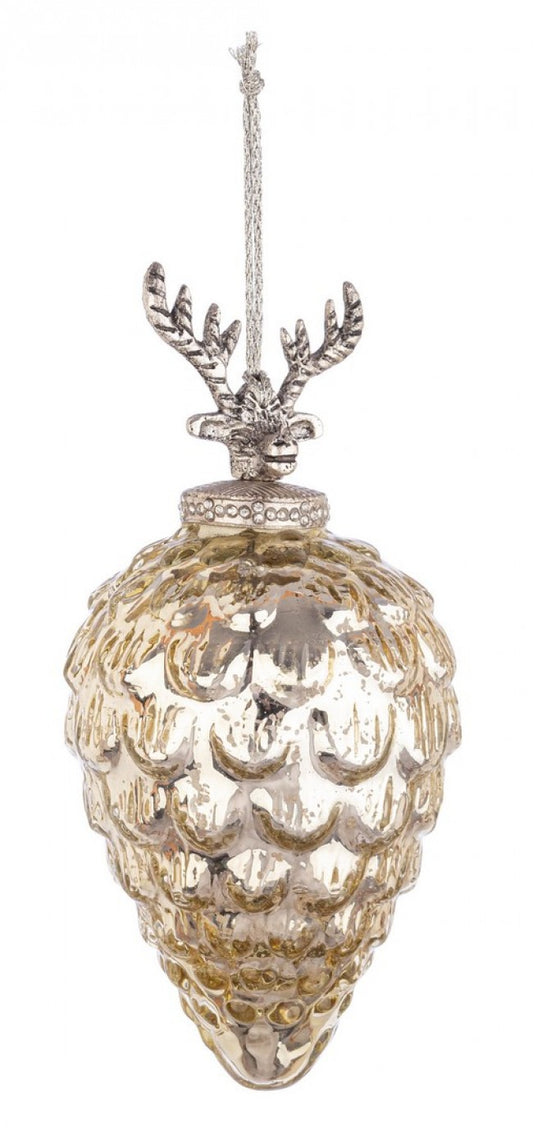 4x Pendentif Pomme de Pin Doré Vt Decorum