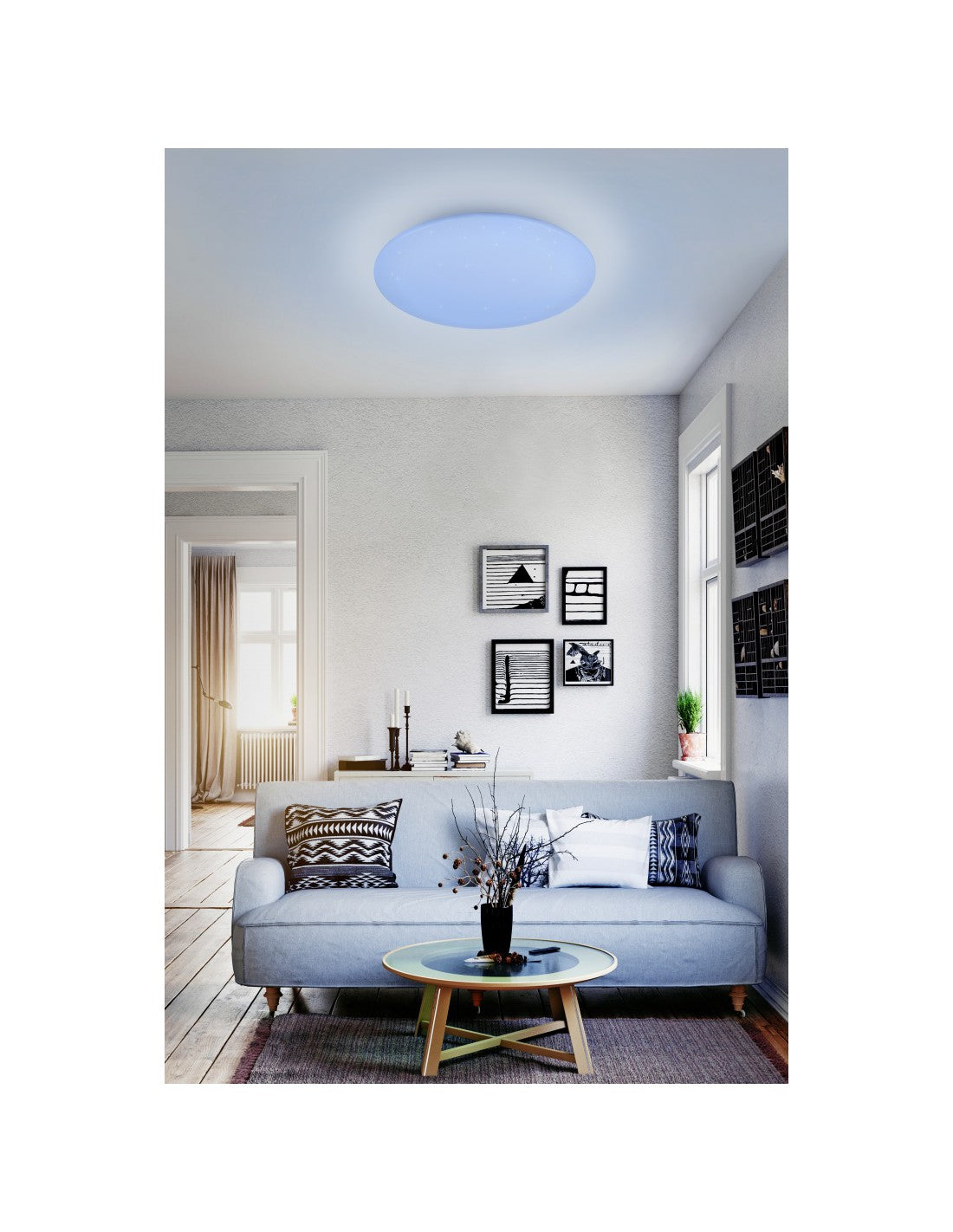 Fara Plafonnier Rond Moderne LED RGB Dimmable Blanc Ø60 cm Trio Lighting