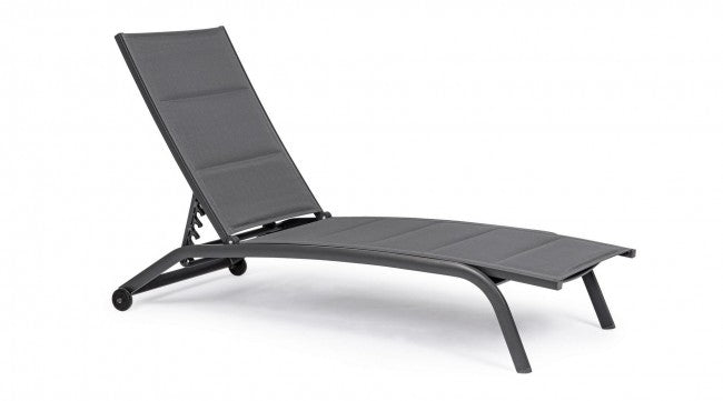 Chaise longue de jardin en aluminium à roulettes Anthracite CLEOPAS 61x192x h96 cm