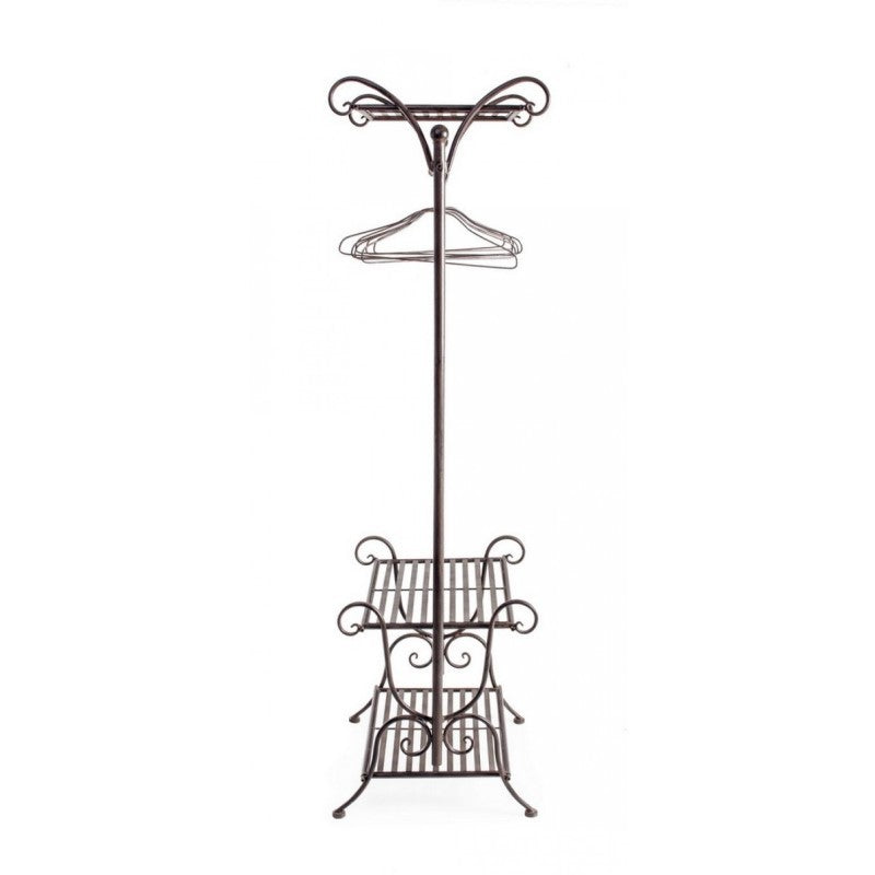 Porte manteau en acier marron trois étagères Marron MELANIE 55x46x h170 cm
