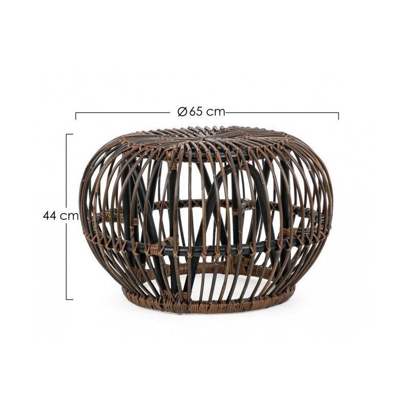 Table basse pouf extérieur en rotin marron DORADAL diamètre 65x h44 cm