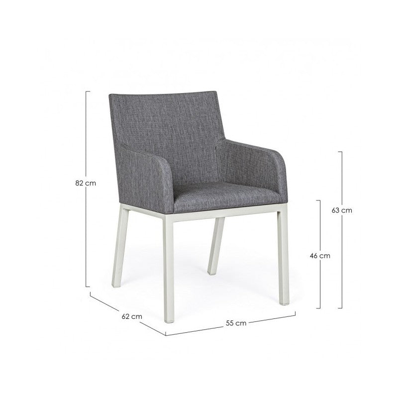 Chaise en aluminium peint par poudrage gris 55x62x82h cm
