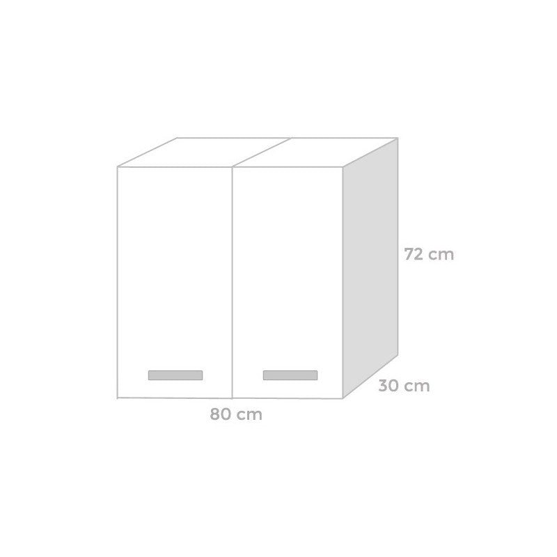 Élément mural modulable pour cuisine Frêne Blanc 2 portes 80x32xH 72 cm