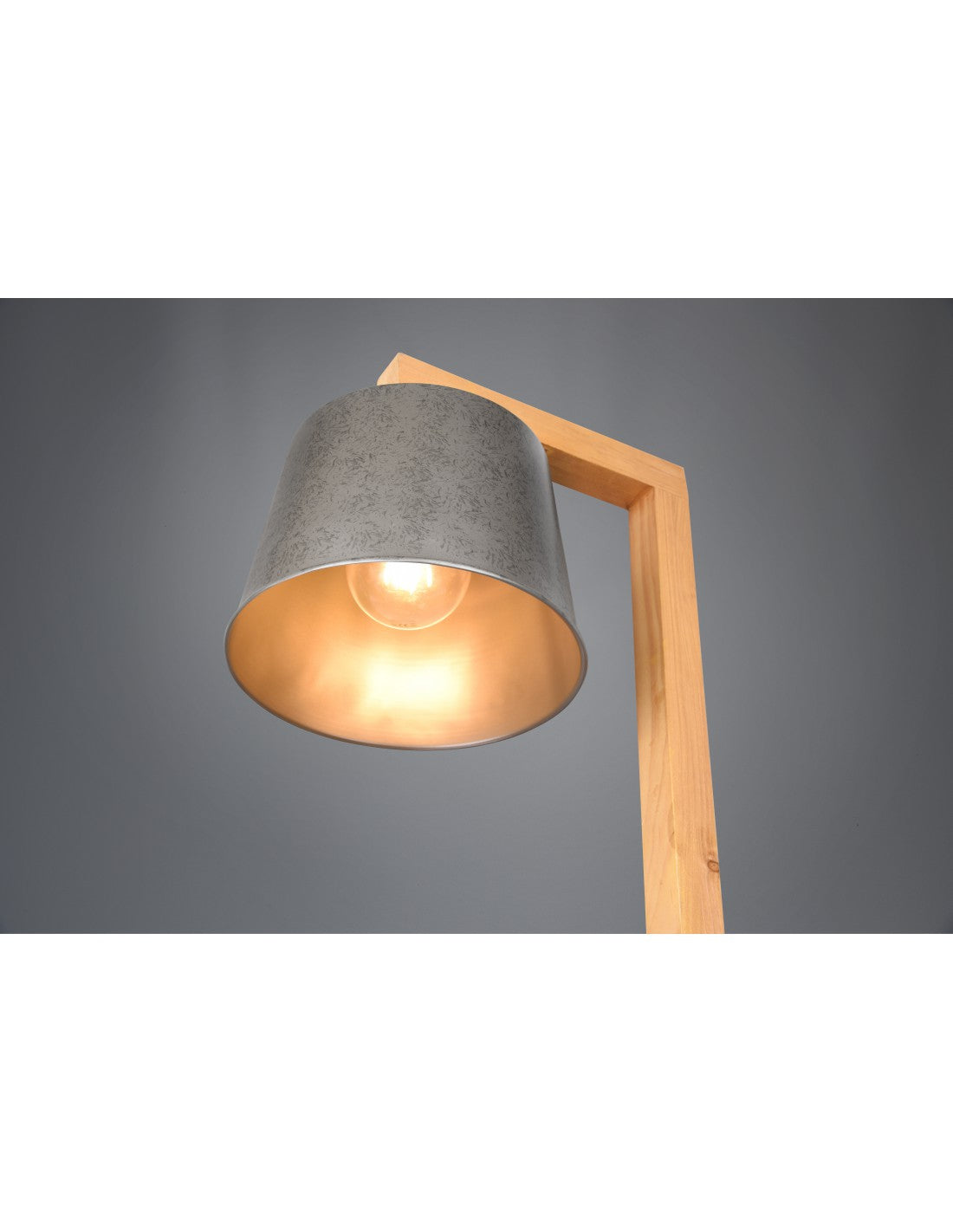Lampadaire Vintage Etagères en Bois Abat-Jour Nickel Rodrigo Trio Lighting