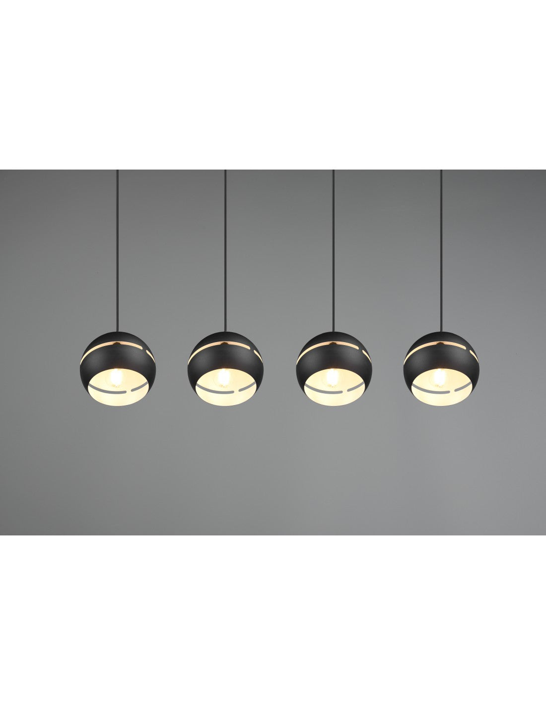 Fletcher Suspension Linéaire 4 Diffuseurs Sphériques Noir Trio Lighting