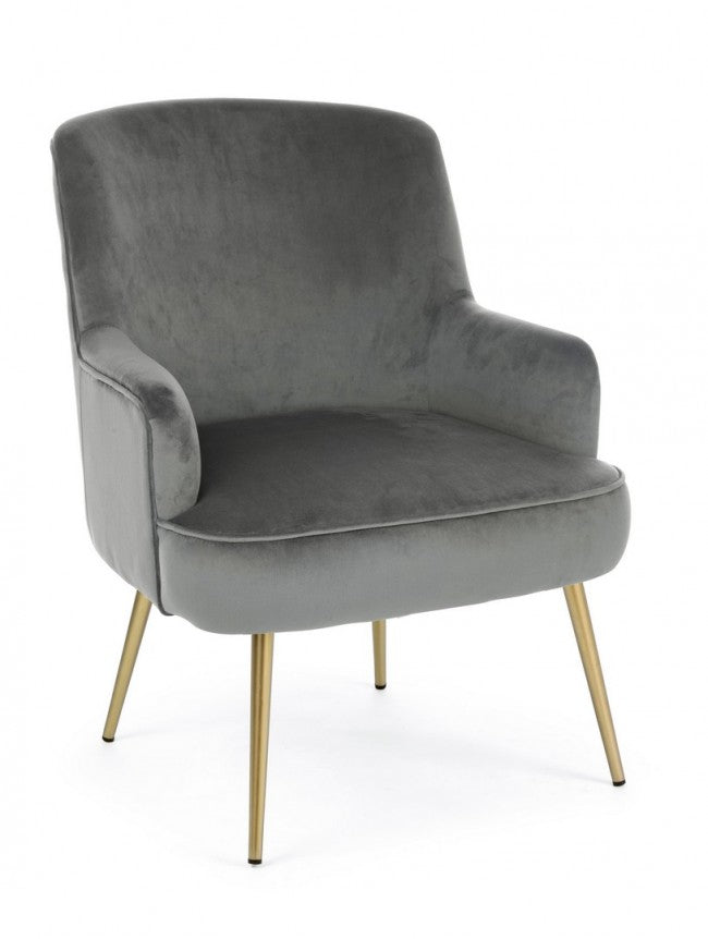 Fauteuil Clélia gris effet velours doré