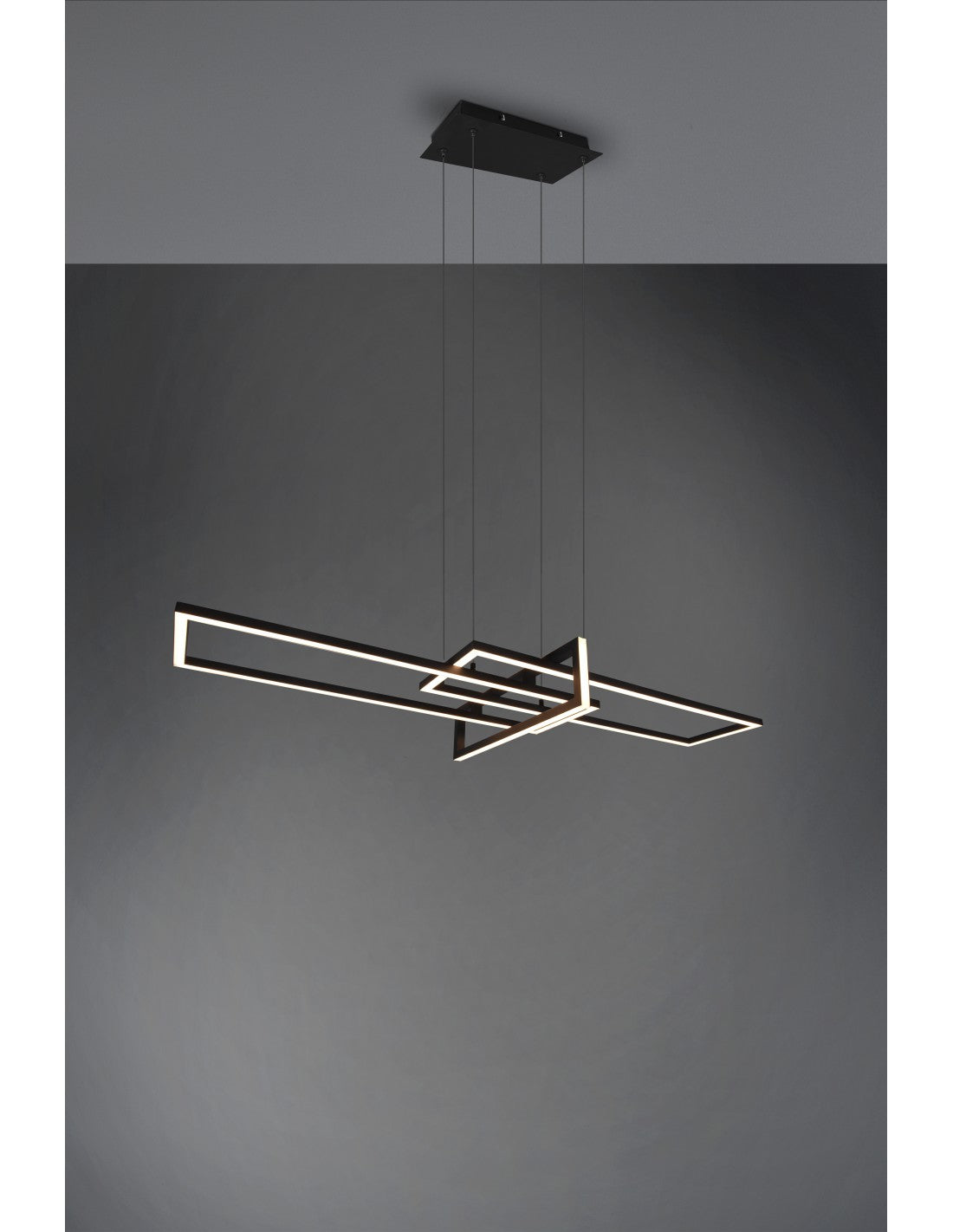 Salinas Suspension 3 LEDs Rectangulaire 34w Noir L110 cm Dimmable Trio Éclairage