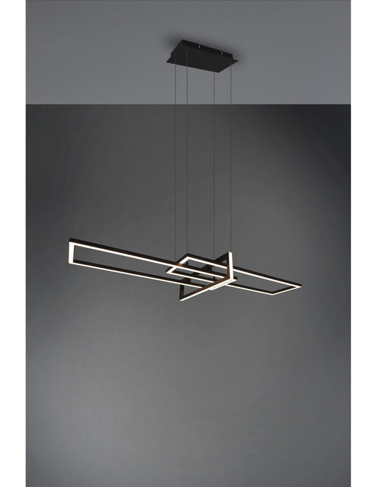 Salinas Suspension 3 LEDs Rectangulaire 34w Noir L110 cm Dimmable Trio Éclairage
