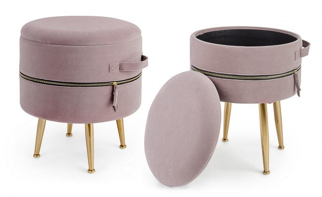 Lot de deux poufs roses avec ouverture