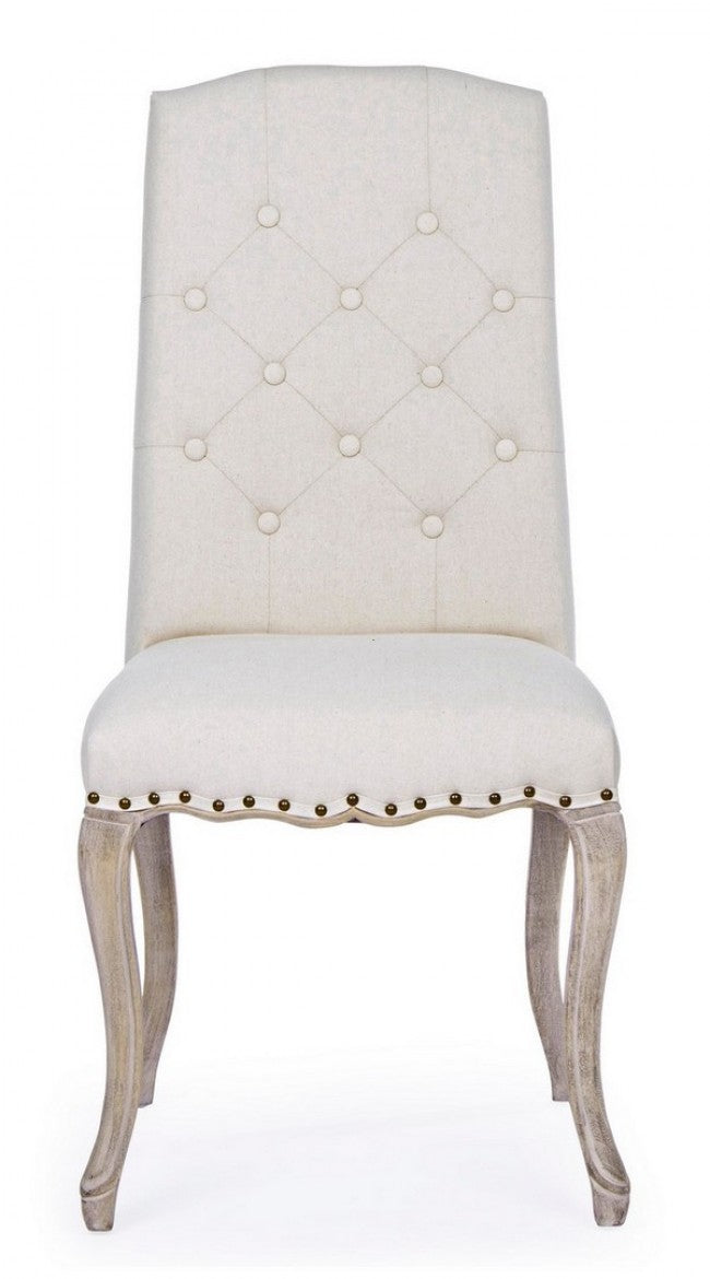 2x Chaise en tissu rembourrée de style classique