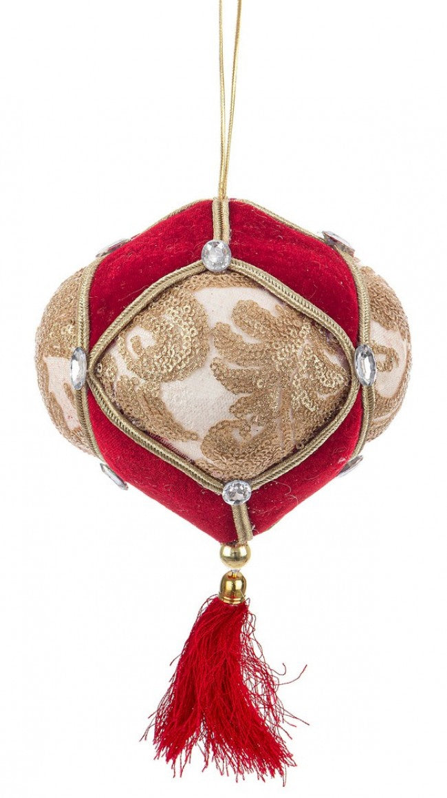 6x Sphère à pompon en C Colyn rouge-or D130
