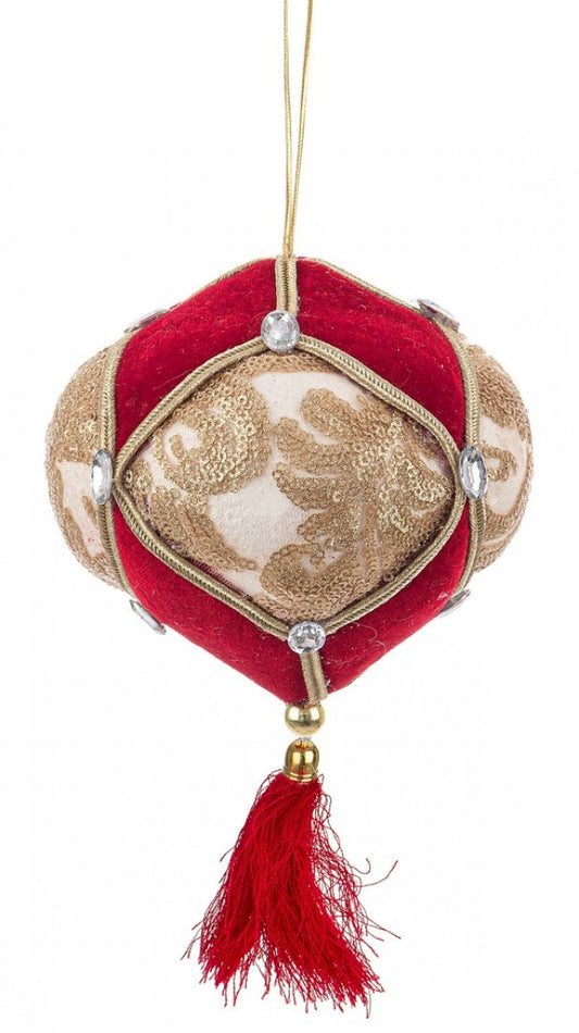 6x Sphère à pompon en C Colyn rouge-or D130