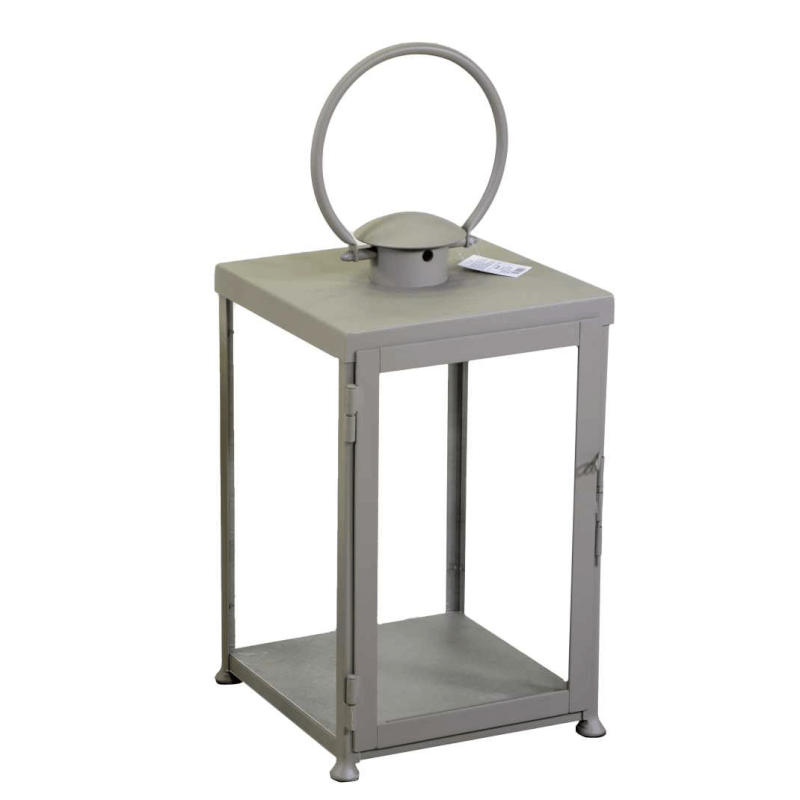 Lanterne carrée en métal gris tourterelle cm30x30h55/72
