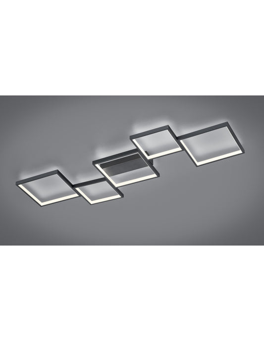 Plafonnier Led Sorrento 5 Carré L120 cm Noir Trio Lighting