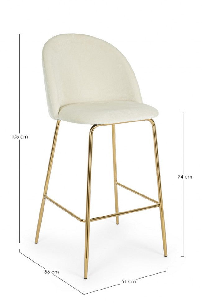 2x Tabouret de bar en velours style ambiance blanche