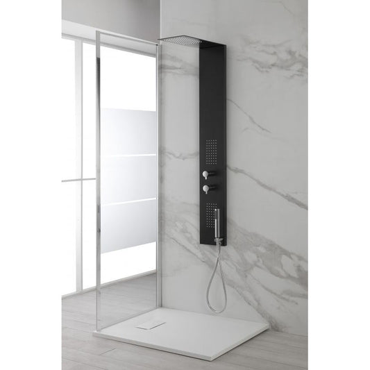 Colonne de douche murale en inox noir 140x20 cm