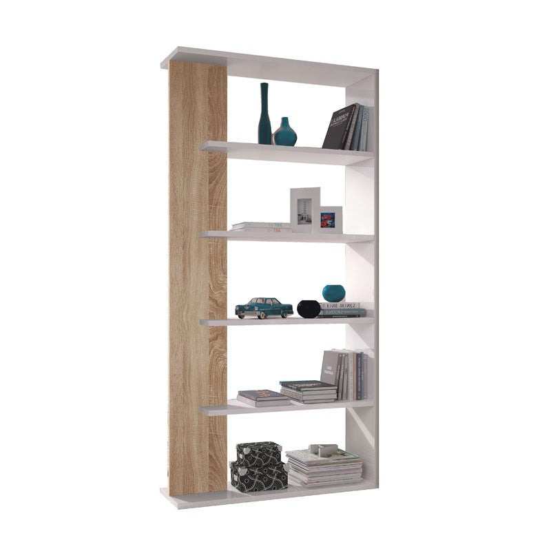 Bibliothèque design ouverte en chêne blanc 90 x 25 x 180 h cm