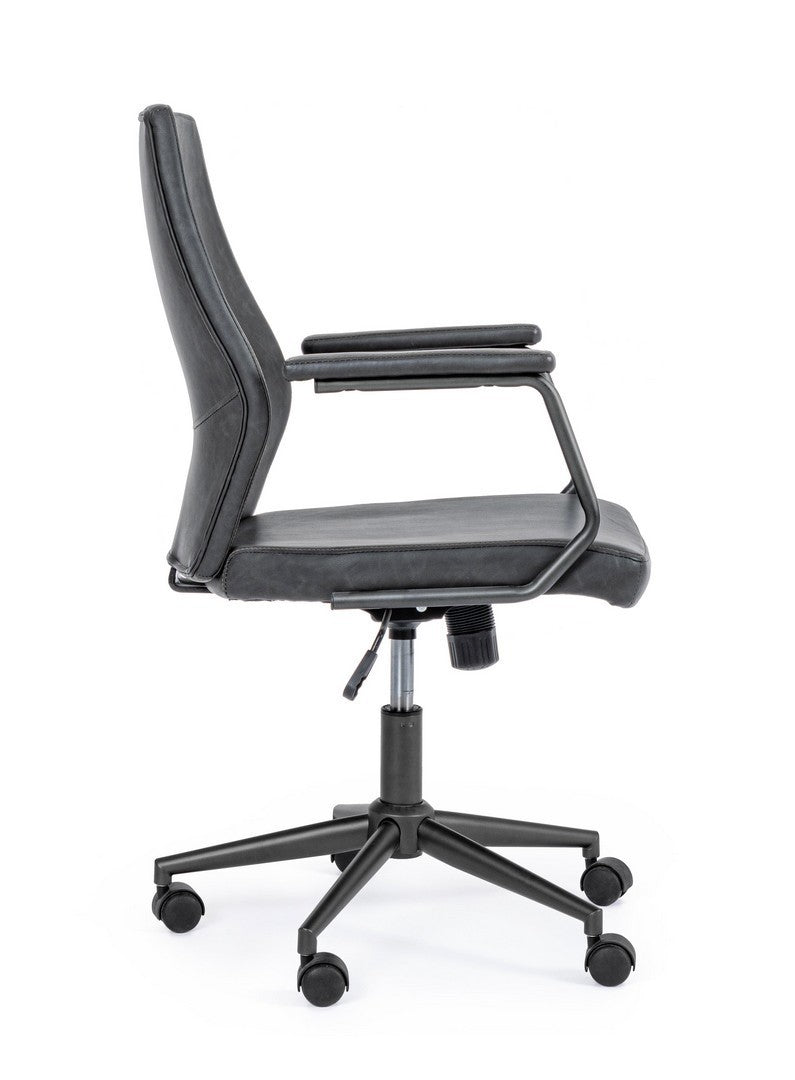 Fauteuil de bureau Jamie en éco-cuir noir 67 x 58 x 93 cm