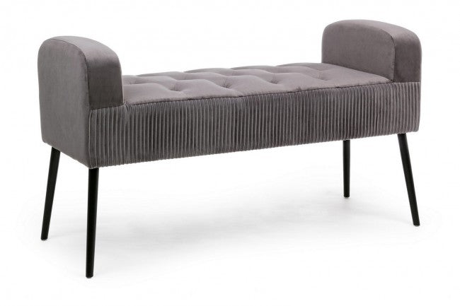 Banquette en velours gris style design 104x40x59