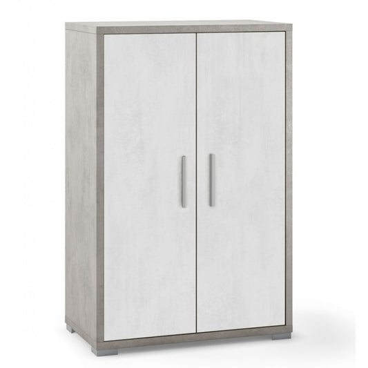 Armoire polyvalente deux portes en ciment blanc 71x41x h110 cm