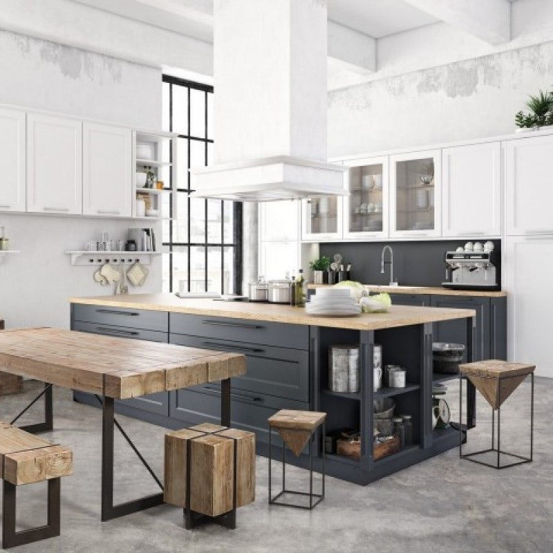 Tabouret en acier avec assise en sapin PRISMY 31x31xh.55 cm