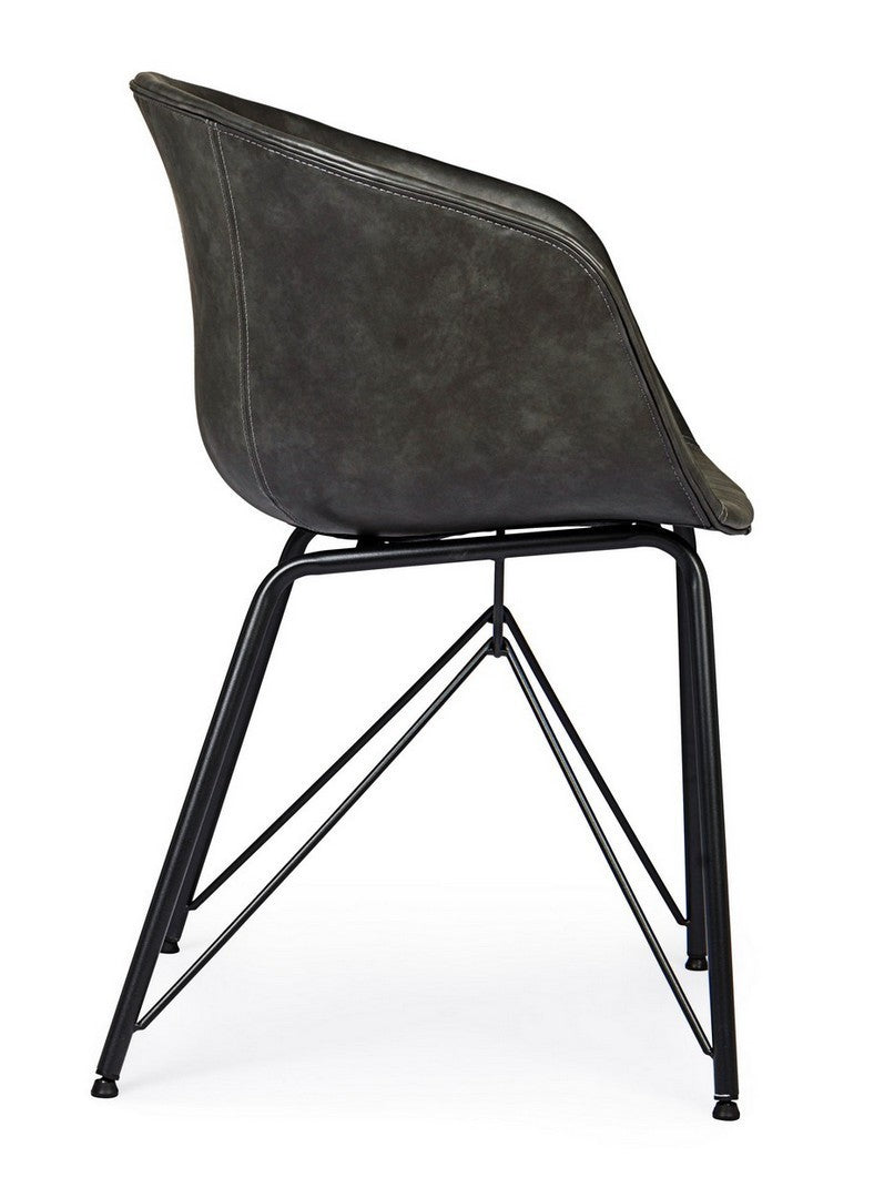 Chaise vintage en éco-cuir anthracite Warhol