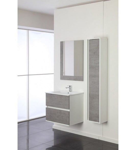 Composition de salle de bain avec deux tiroirs Fabula Line Blanc Ciment 60x47x h57cm